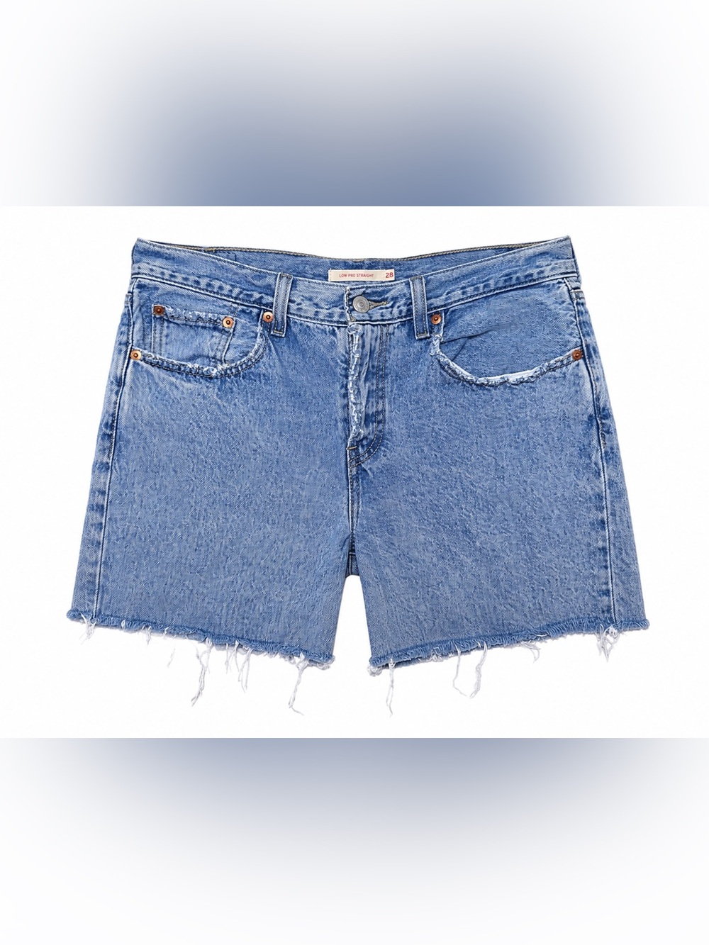 Levi’s Low Pro Straight 28 Cutoff Denim Jorts Raw Hem 90s Dad Shorts Grunge